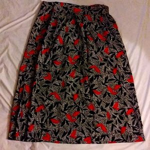 Vintage Crika  Red, Black,  White Patterned Skirt